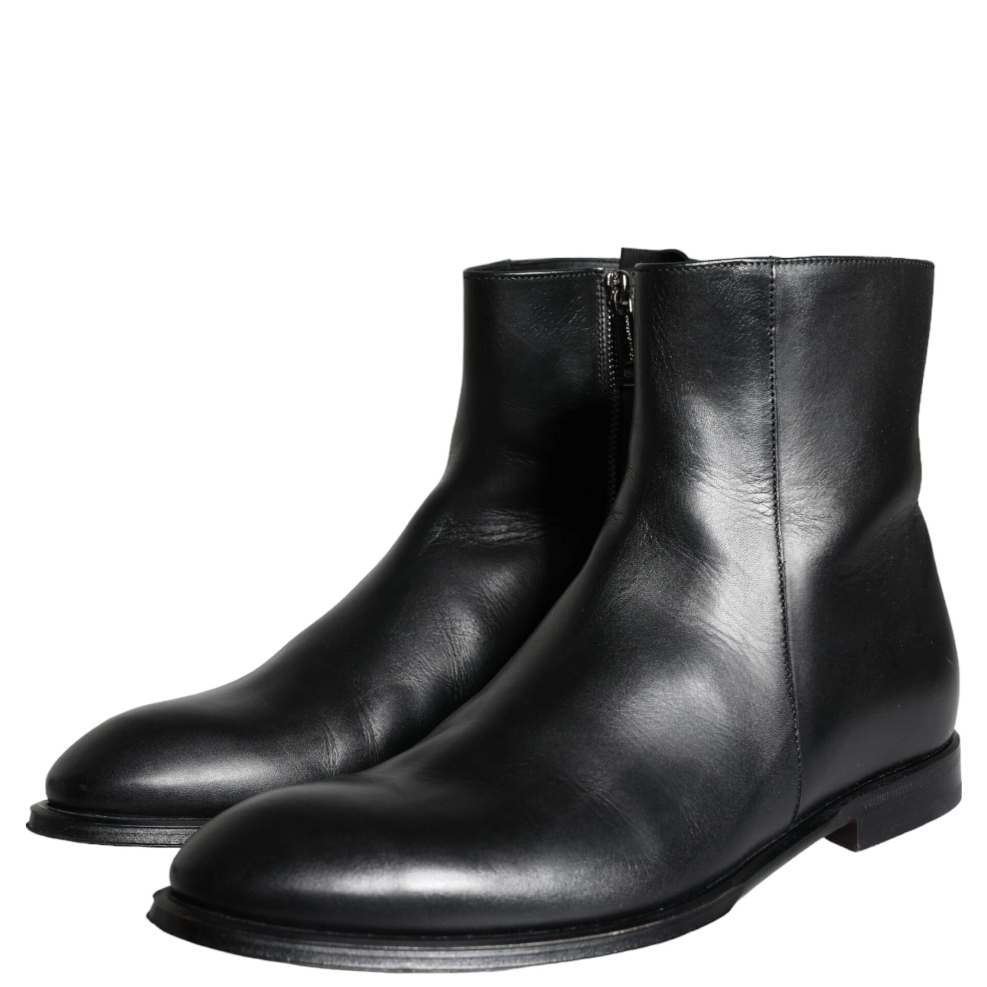 Black Calf Leather Men Ankle Boots Men Shoes