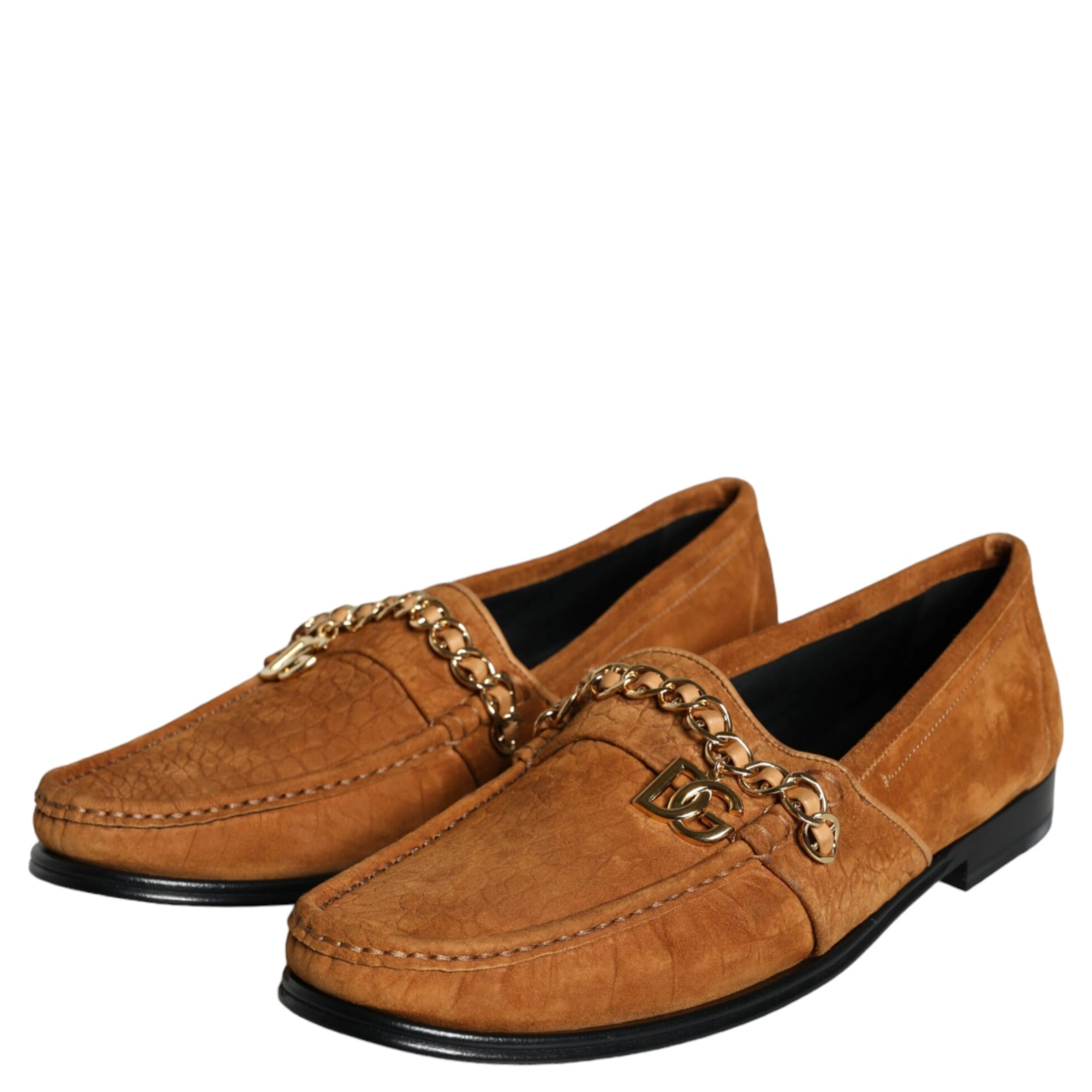 Brown Velvet Leather Logo Mocassin Slip On Shoes