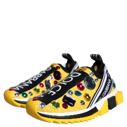 Yellow Sorrento Crystals Sneakers Womens Shoes