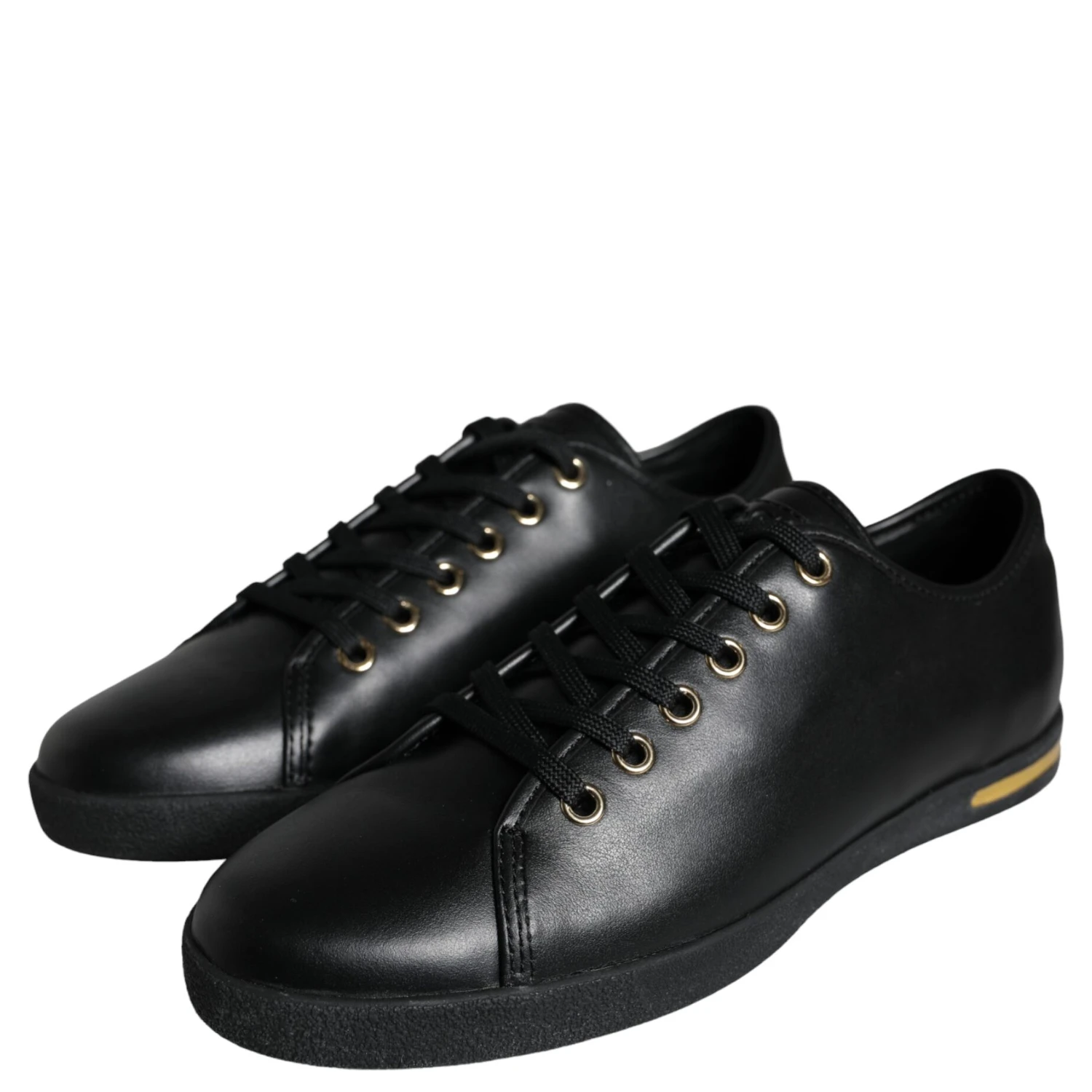 Black Gold Leather Classic Sneakers Shoes