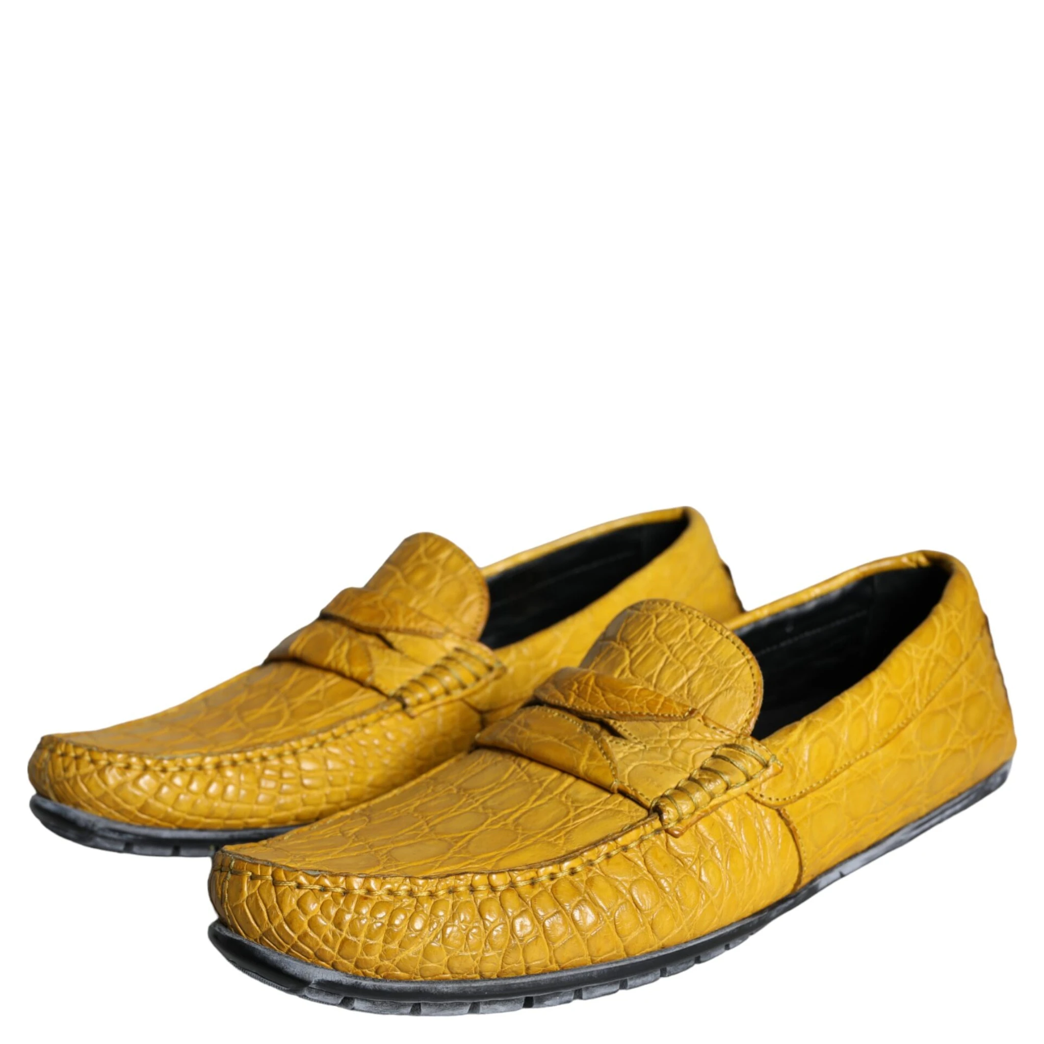 Yellow Leather Slip Mocassin Loafers Shoes