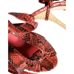 Coral Exotic Leather Heels Sandals Shoes