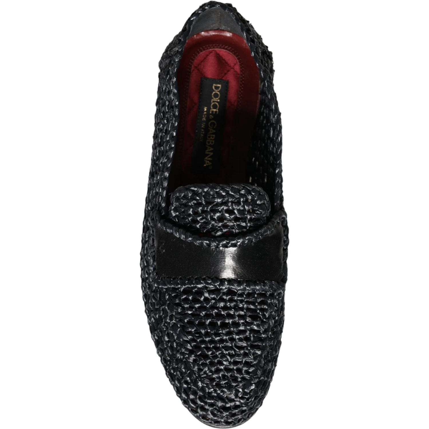 Black Woven Raffia Slip On Loafers Men Shoes