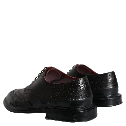 Black Leather Oxford Wingtip Formal Men Shoes