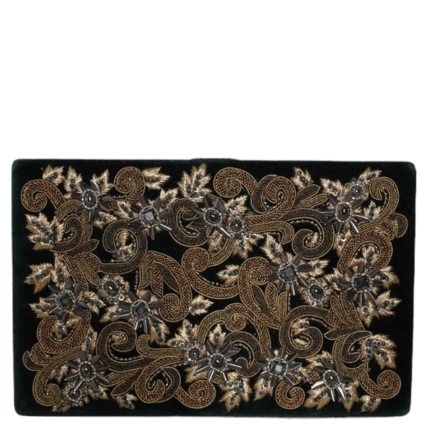 Black Velvet Gold Frame Clutch Evening Party Purse Bag