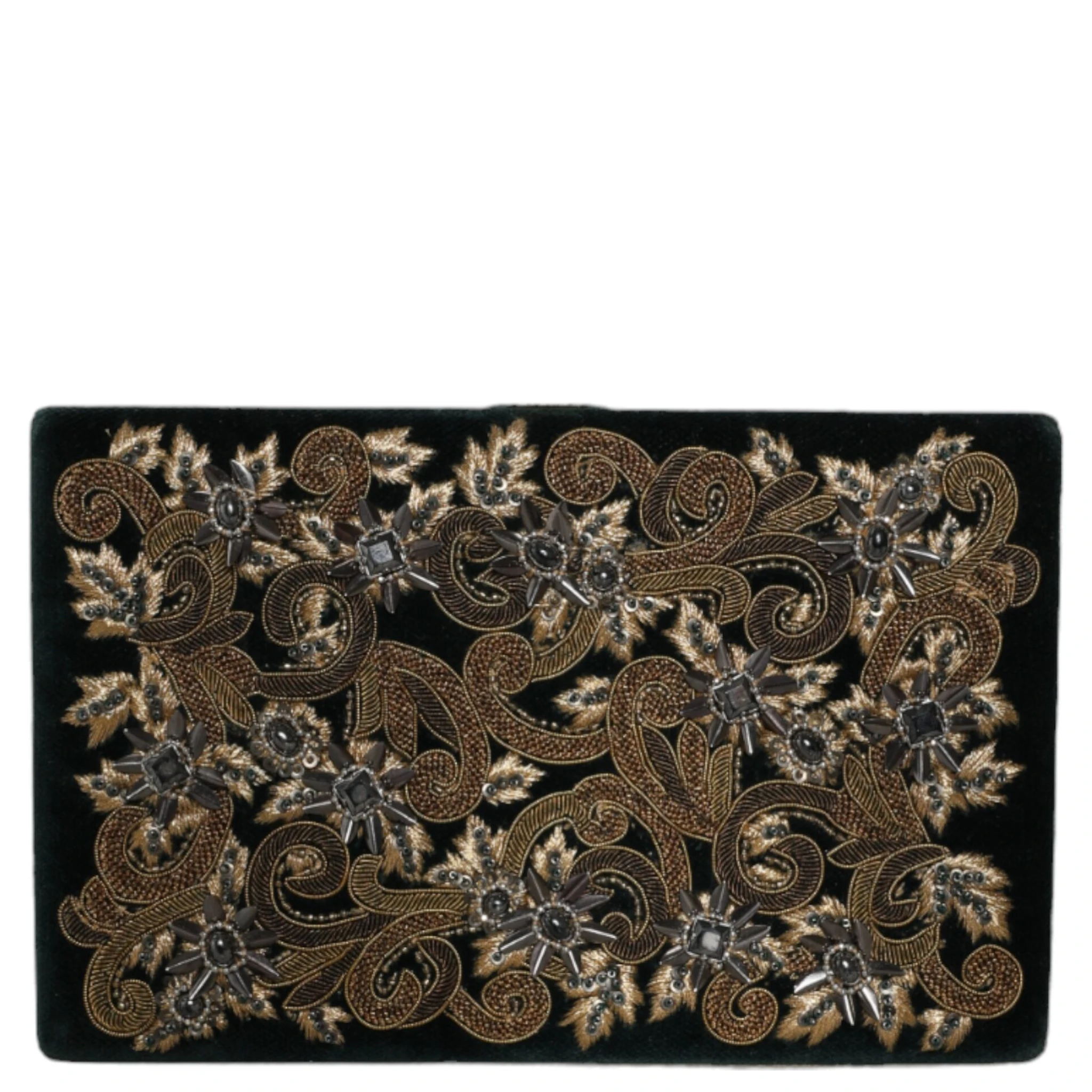 Black Velvet Gold Frame Clutch Evening Party Purse Bag