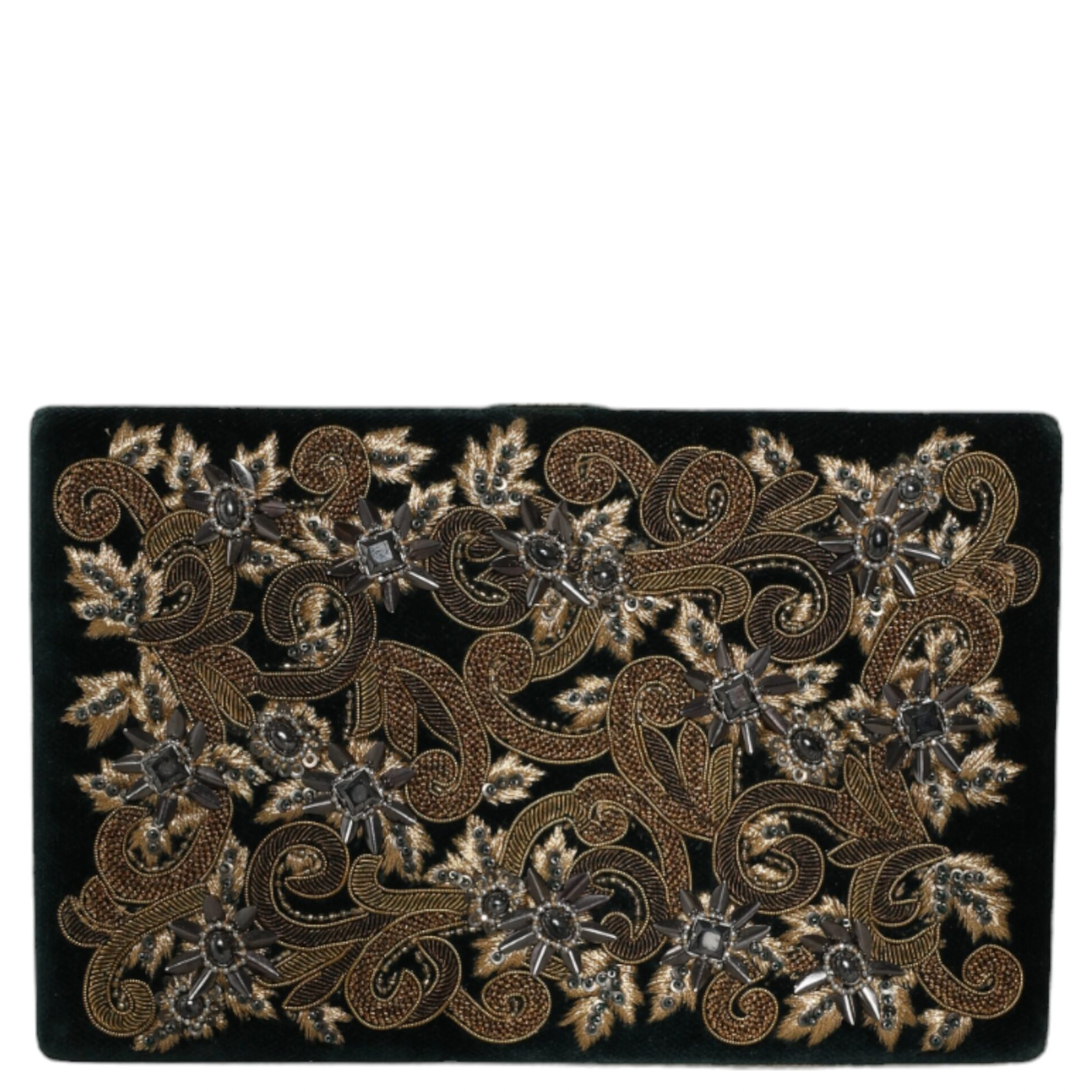 Black Velvet Gold Frame Clutch Evening Party Purse Bag