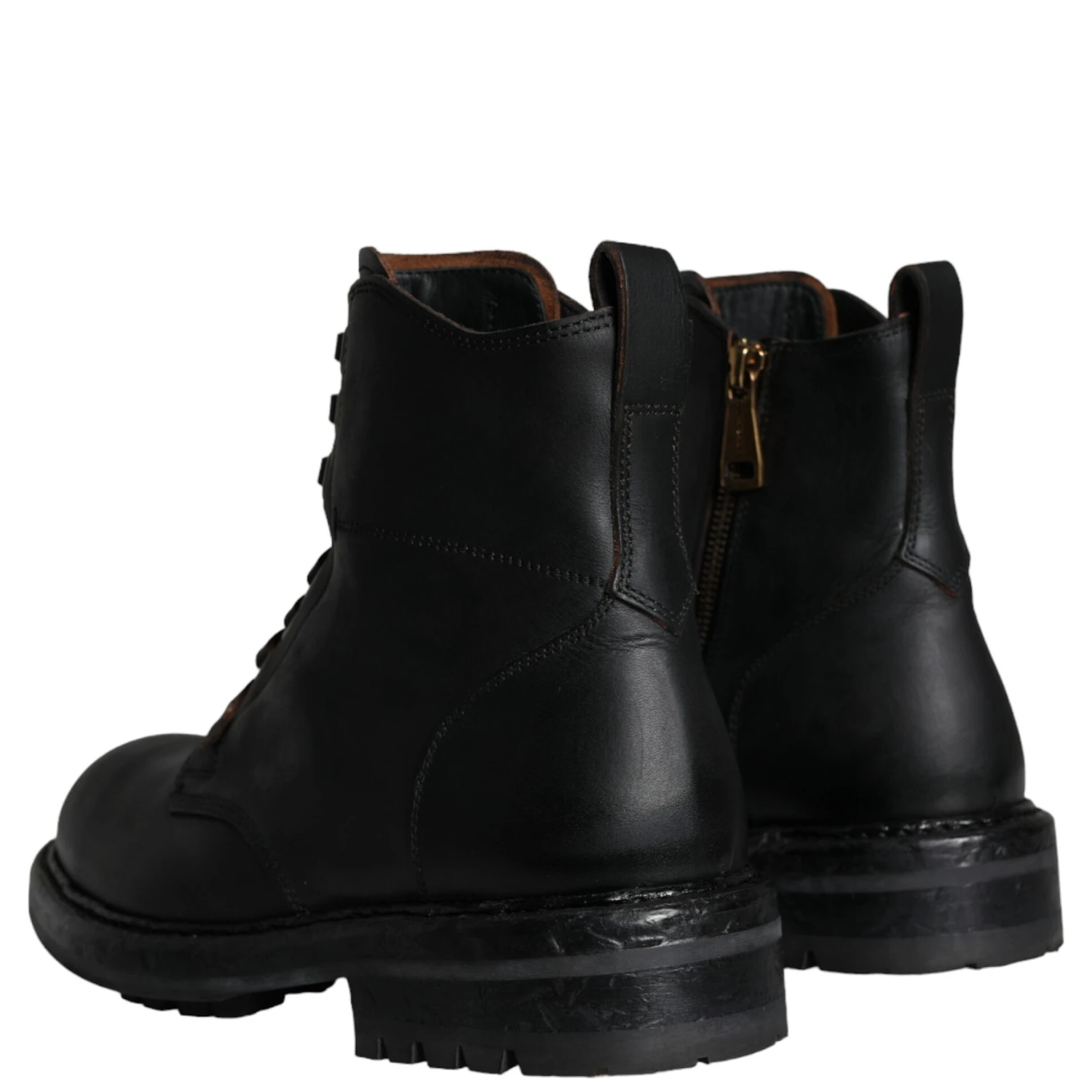 Black Lace Up Mid Calf Boots Men Shoes