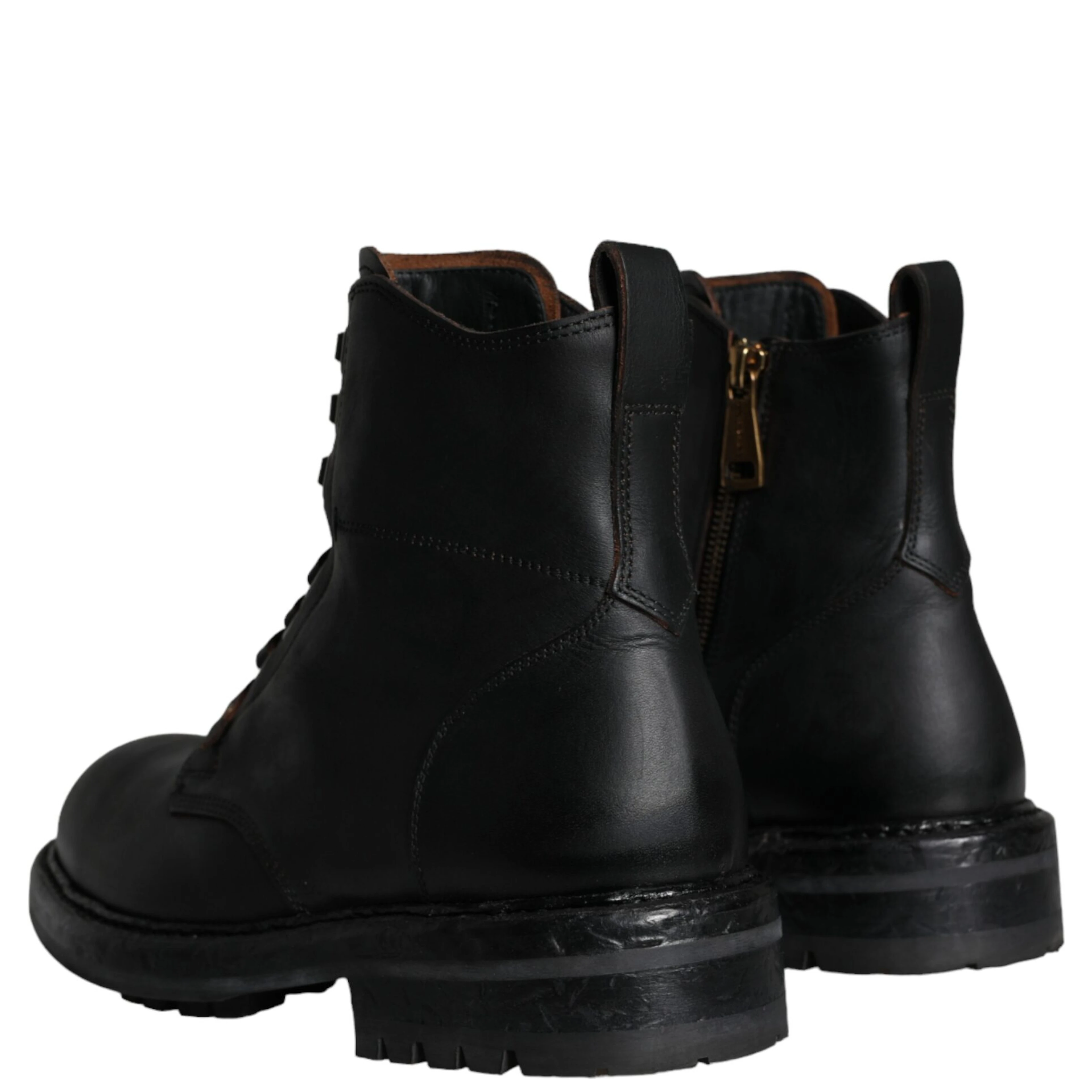 Black Lace Up Mid Calf Boots Men Shoes