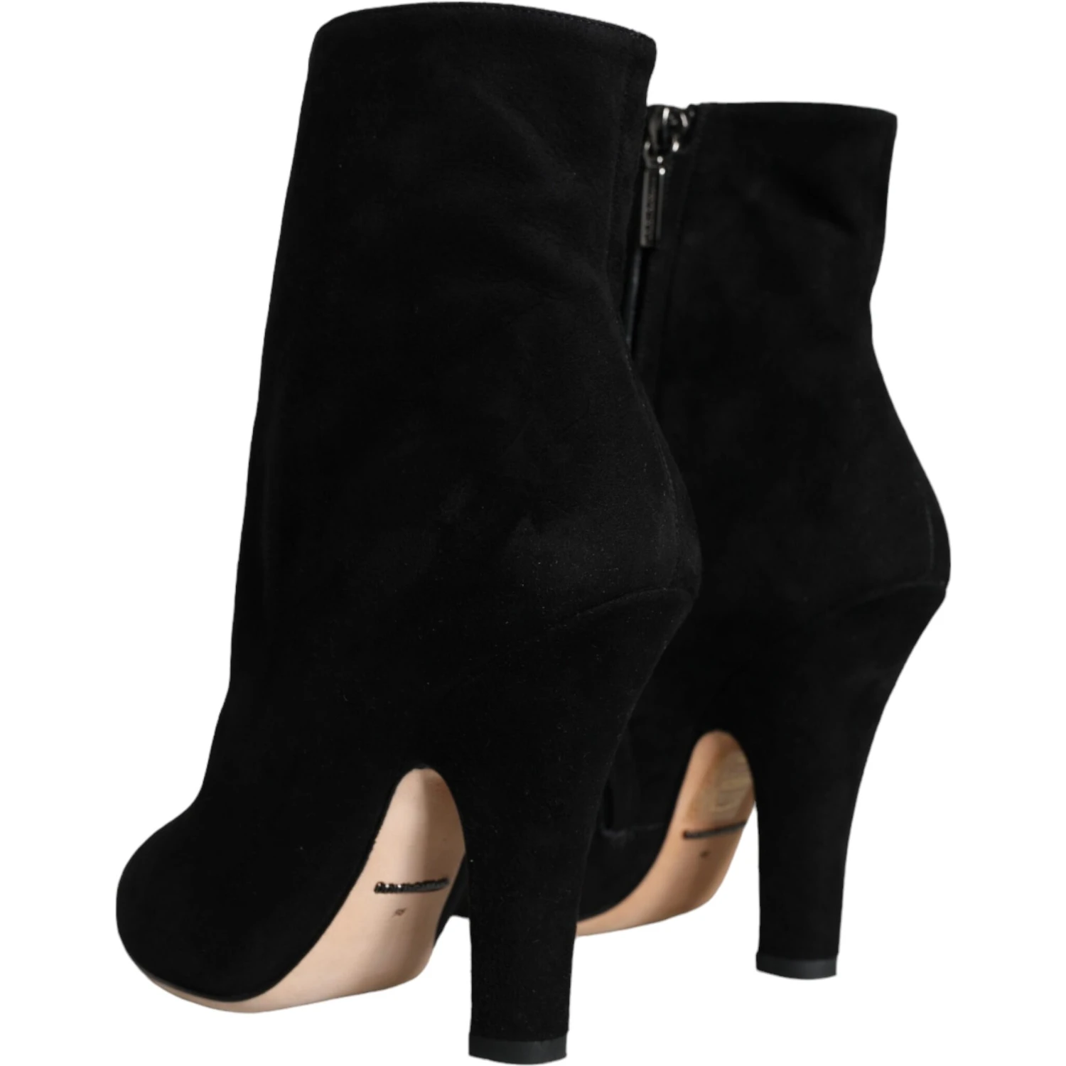 Black Suede Leather Mid Calf Boots Shoes