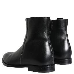 Black Calf Leather Men Ankle Boots Men Shoes