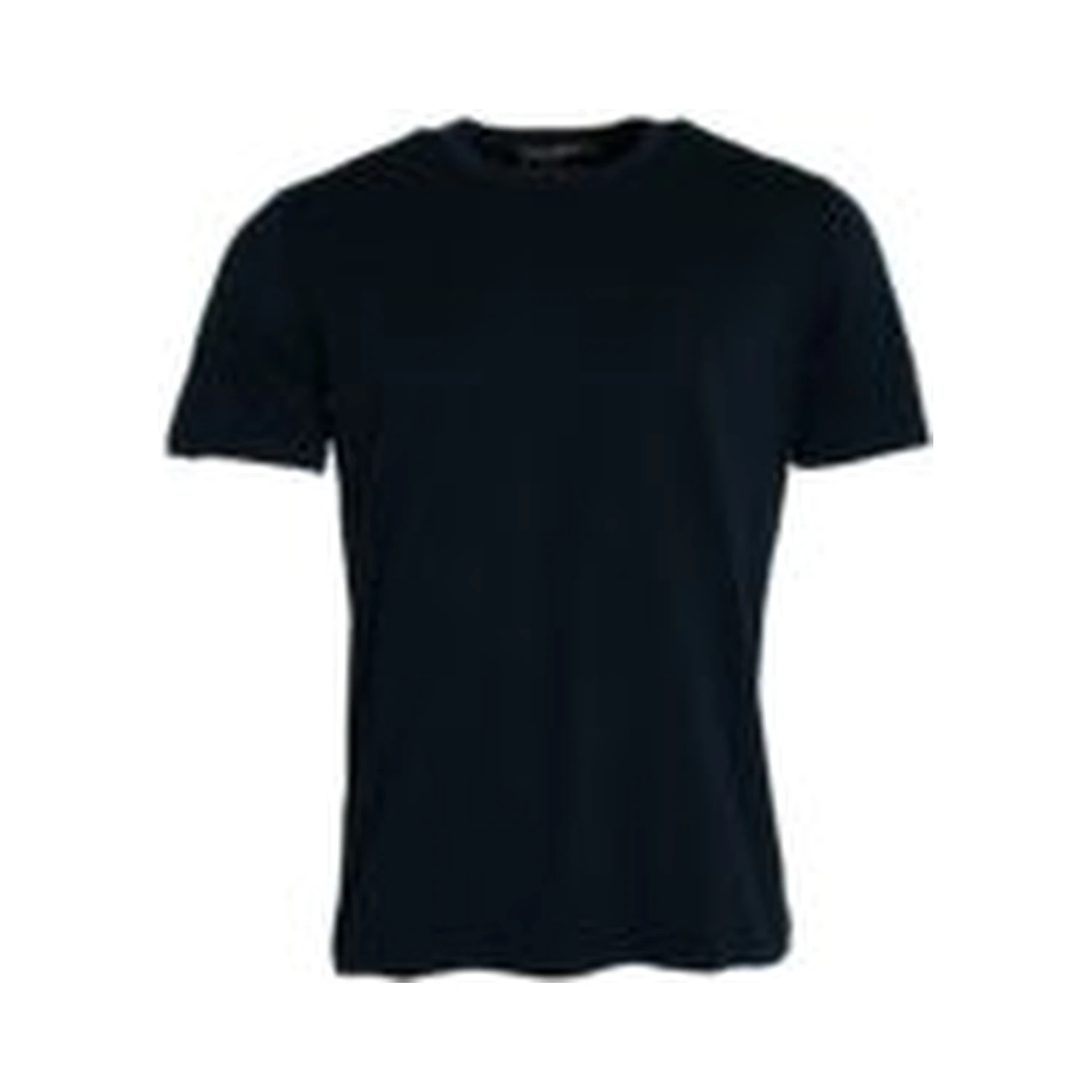 Dark Blue Cotton Round Neck Short Sleeves T-shirt