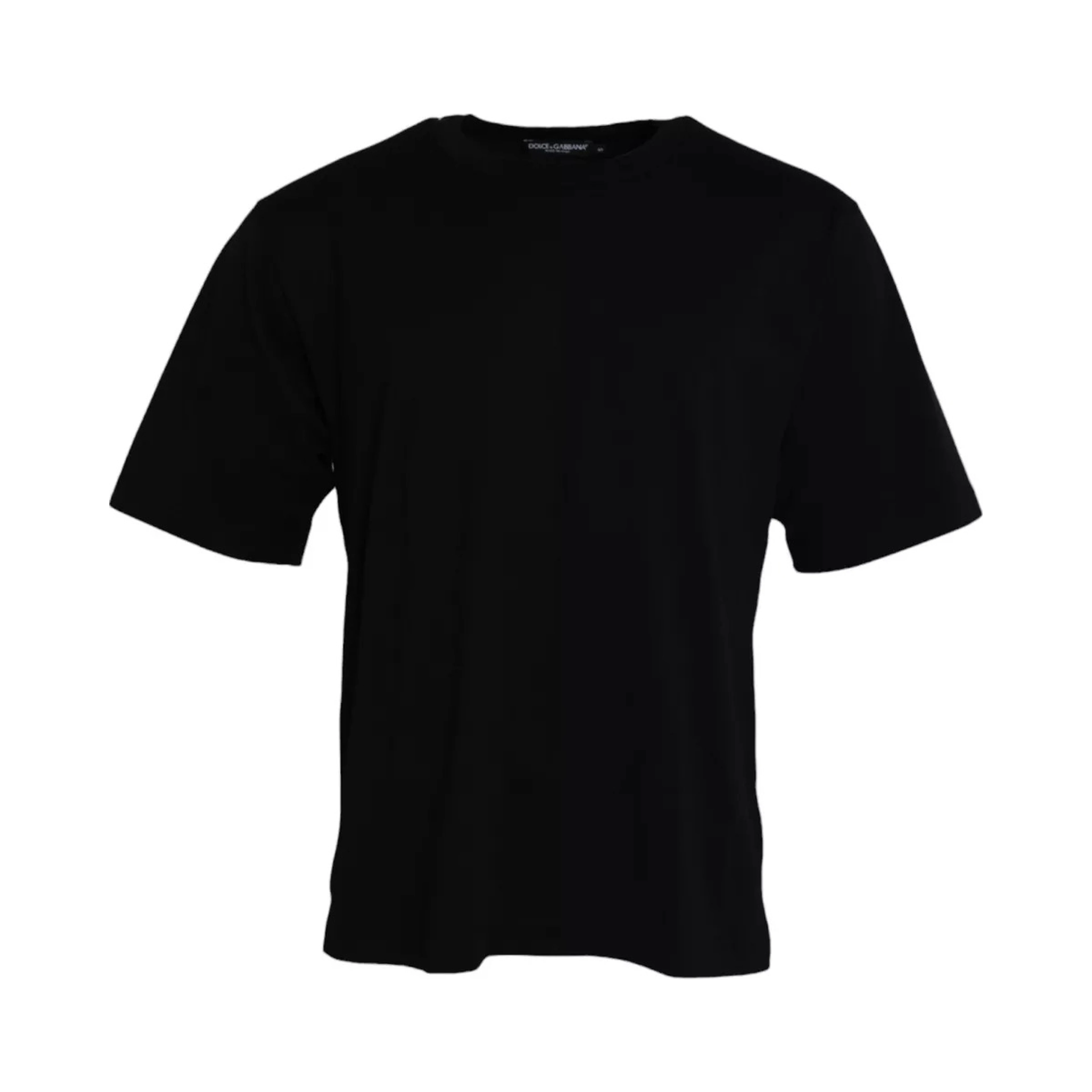 Black Logo Embossed Cotton Crew Neck T-shirt