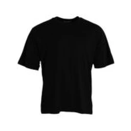 Black Cotton Round Neck Short Sleeves T-shirt