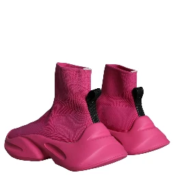 Pink Logo Print Slip On Socks Sneakers Shoes