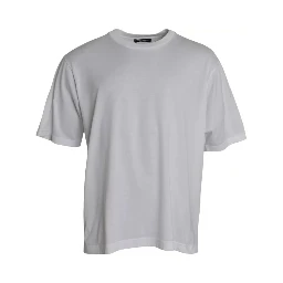 White Cotton Round Neck Short Sleeve T-shirt