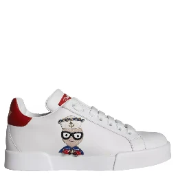 White Patch Calfskin Nappa Portofino Sneakers Shoes