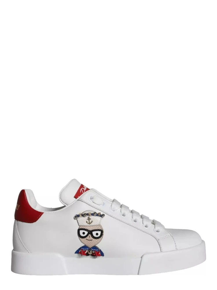 White Patch Calfskin Nappa Portofino Sneakers Shoes