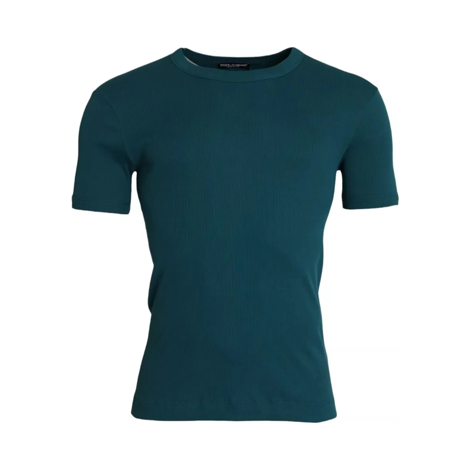 Blue Green Cotton Round Neck Short Sleeves T-shirt
