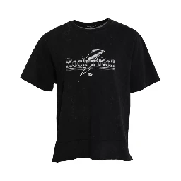 Black Graphic Print Cotton Crew Neck T-shirt