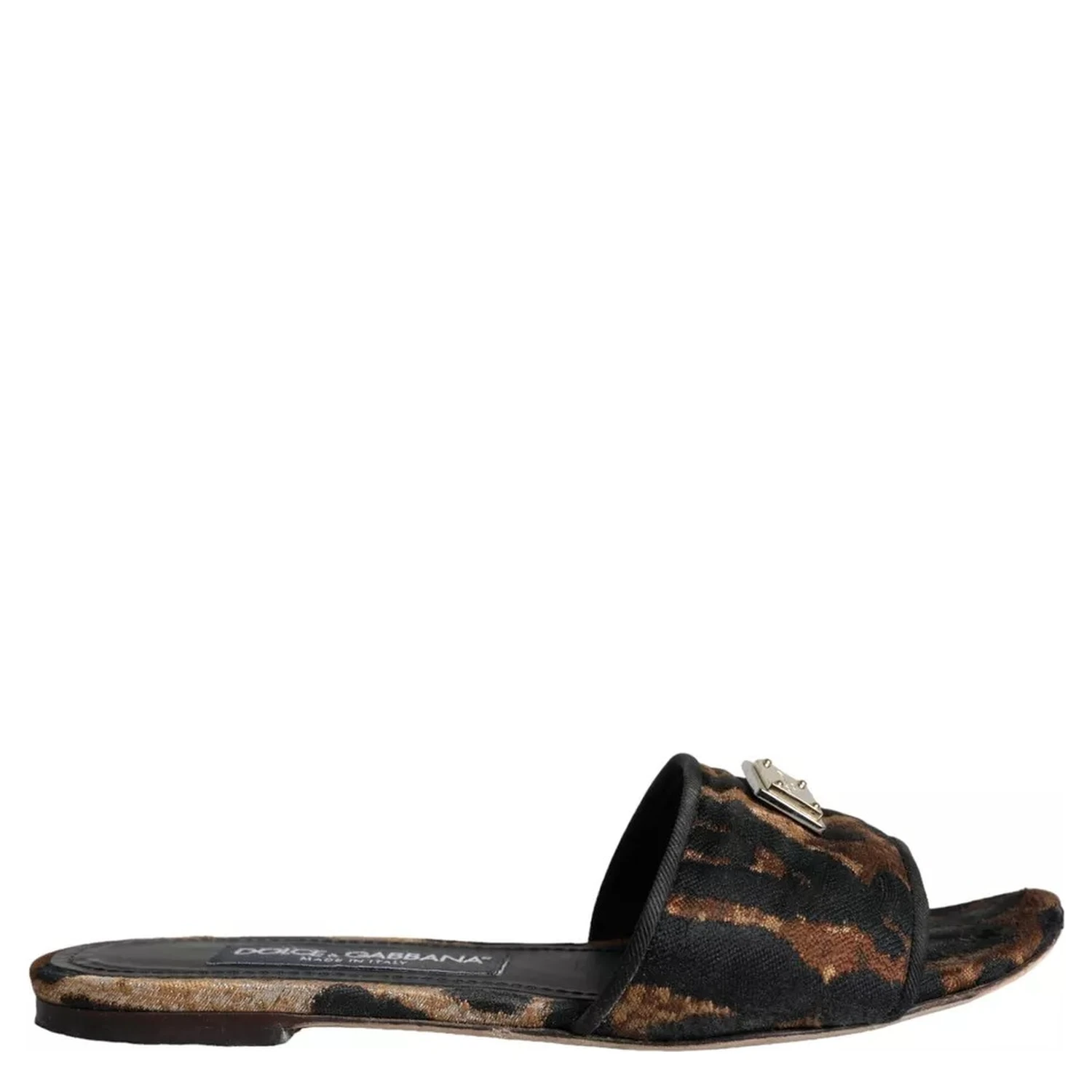 Brown Leopard Logo Slides Flats Sandals Shoes
