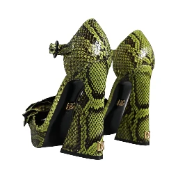 Green Exotic Leather Ankle Strap Heels Sandals Shoes
