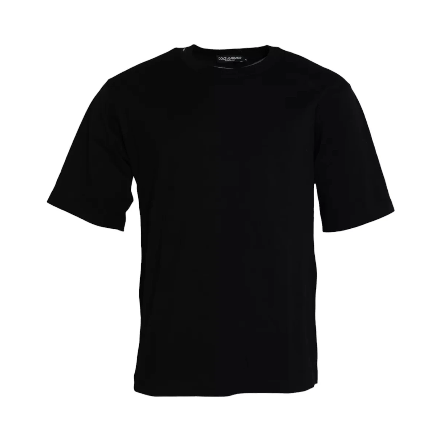 Black Logo Embossed Cotton Crew Neck T-shirt