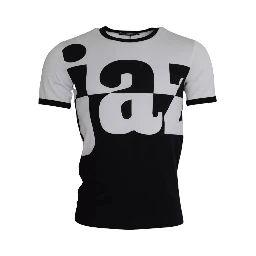 Black White Jazz Print Cotton Short Sleeves T-shirt