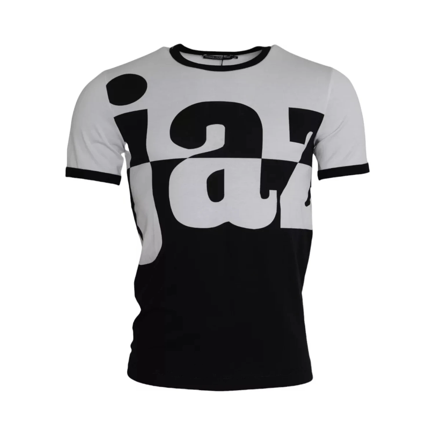 Black White Jazz Print Cotton Short Sleeves T-shirt