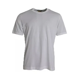 White Cotton Round Neck Short Sleeves T-shirt