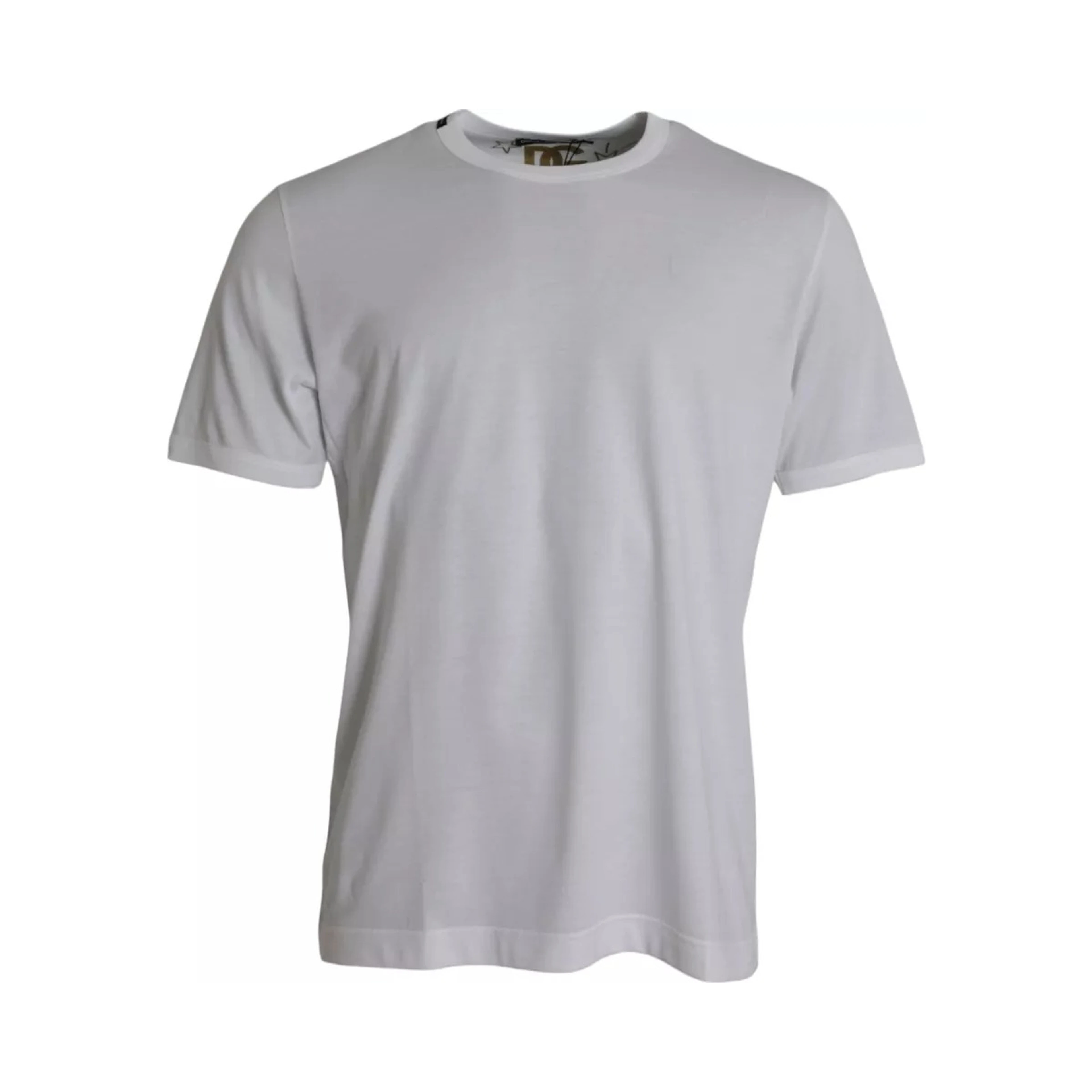 White Cotton Round Neck Short Sleeves T-shirt