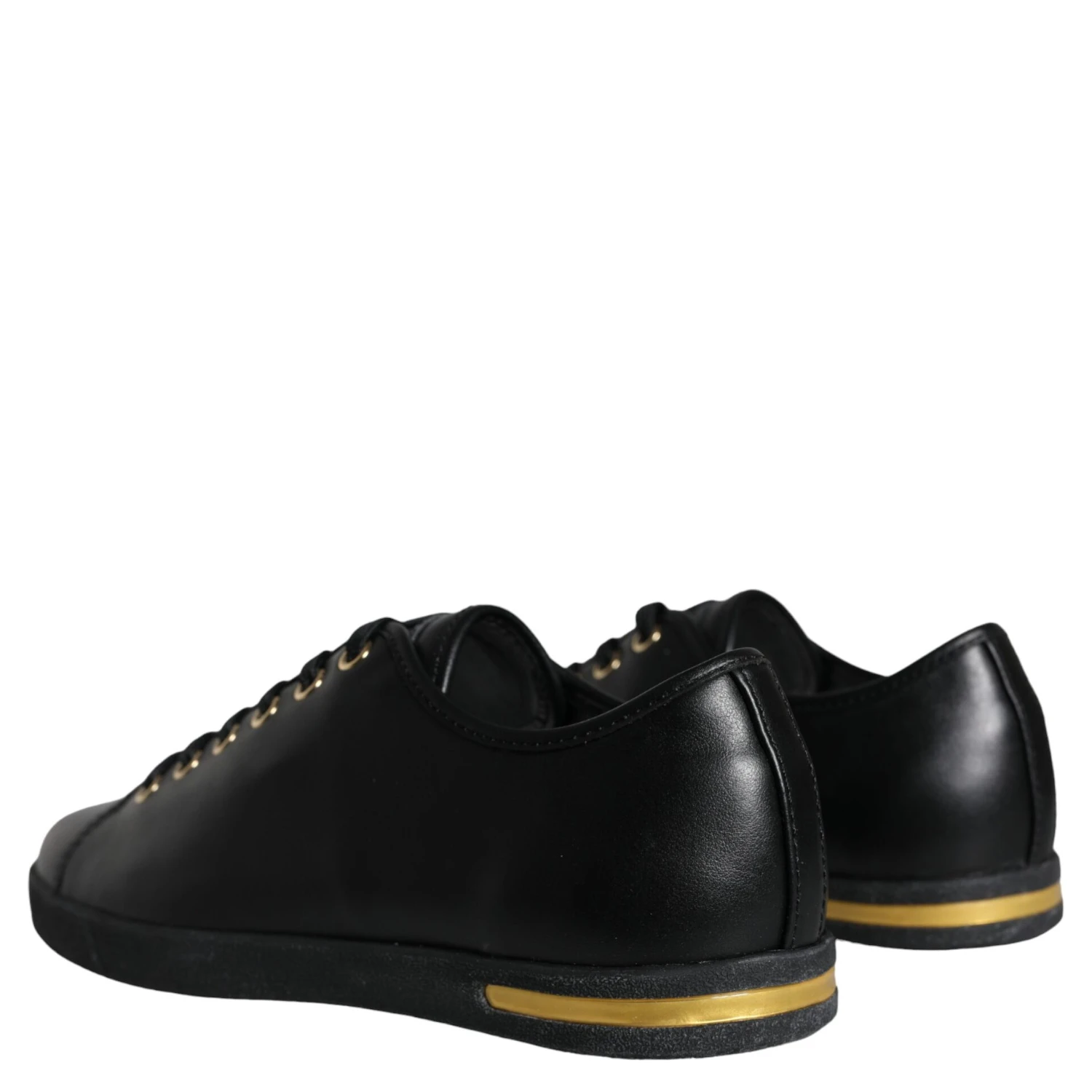 Black Gold Leather Classic Sneakers Shoes