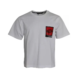 White Red Lips Print Cotton Men T-shirt