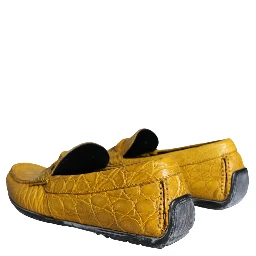 Yellow Leather Slip Mocassin Loafers Shoes