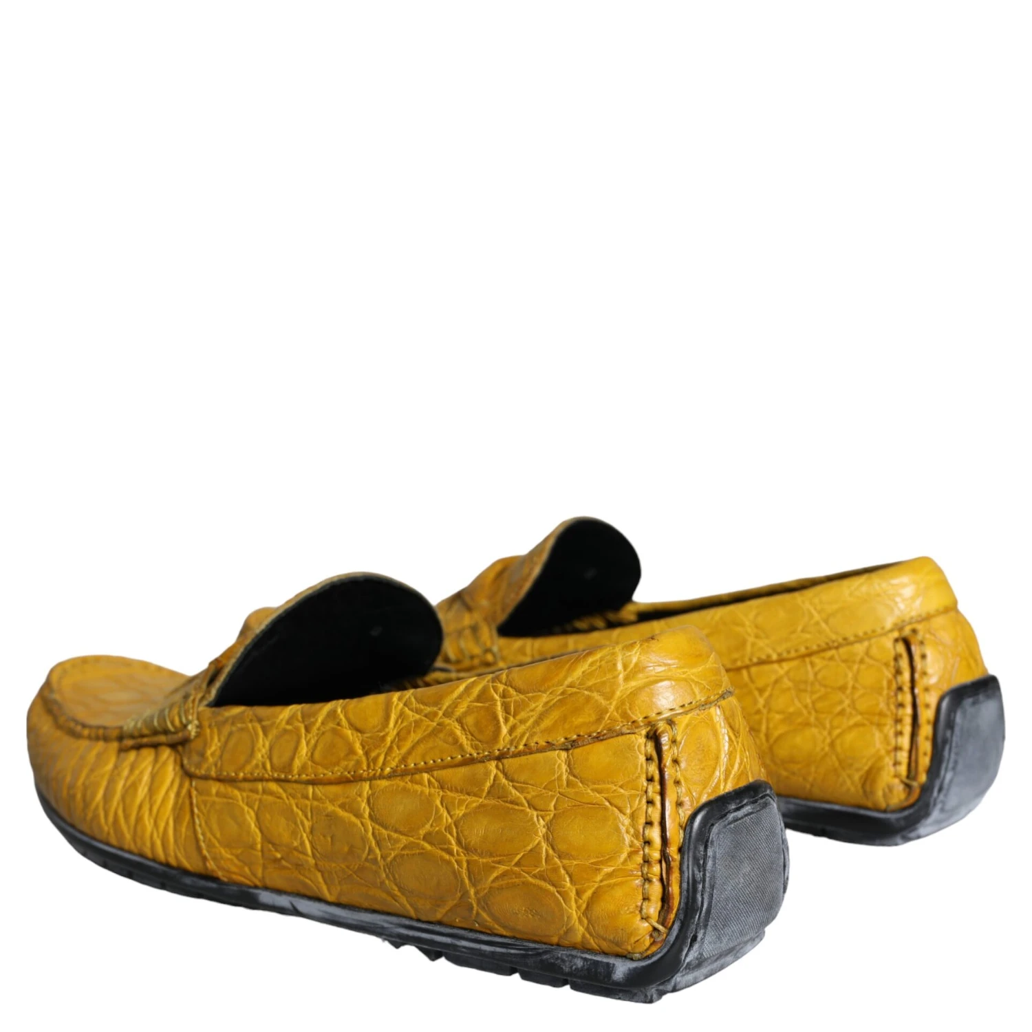 Yellow Leather Slip Mocassin Loafers Shoes