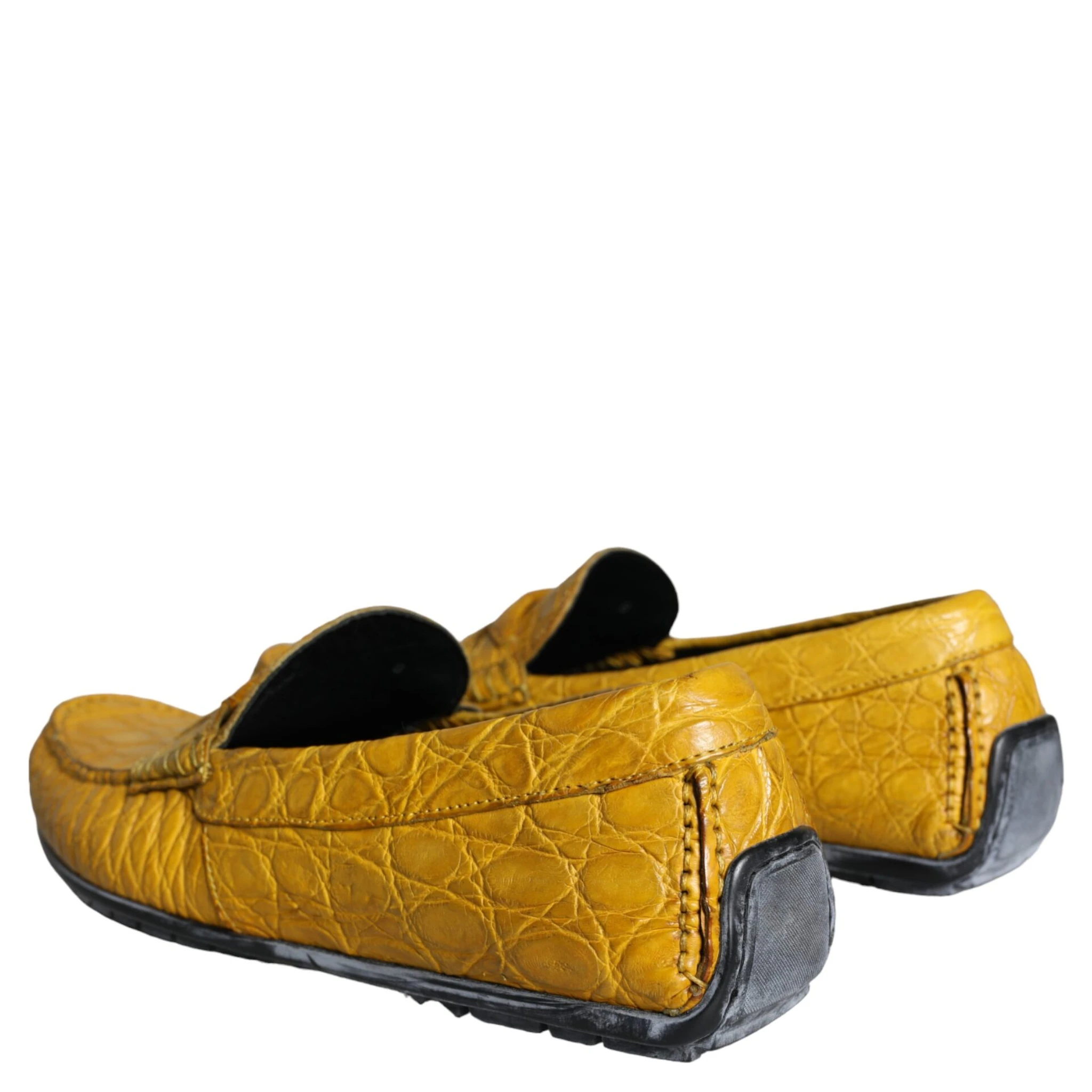 Yellow Leather Slip Mocassin Loafers Shoes
