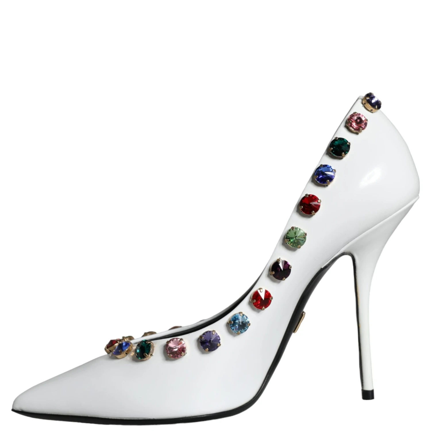 White Crystal Leather High Heels Pumps Shoes