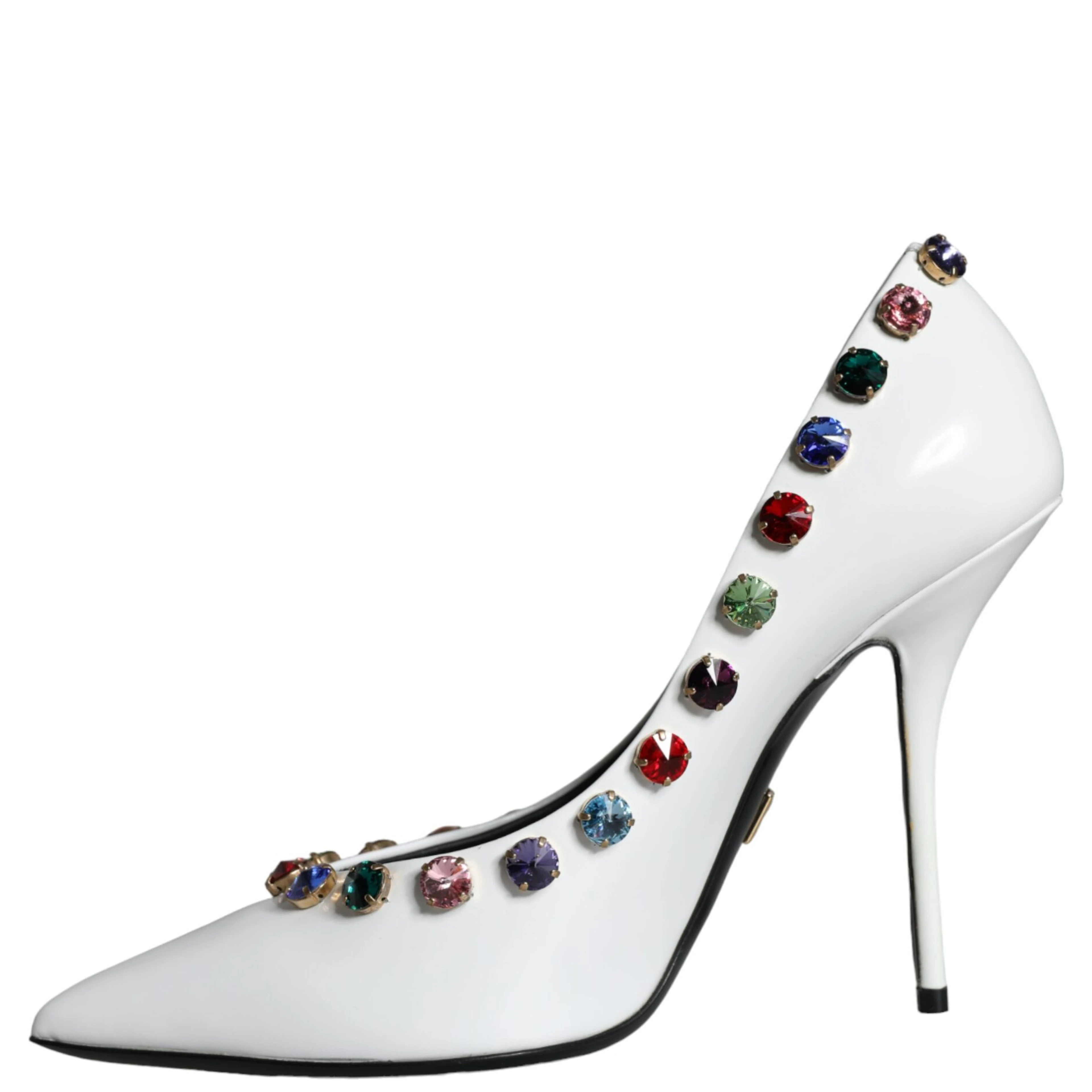 White Crystal Leather High Heels Pumps Shoes