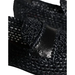 Black Woven Raffia Slip On Loafers Men Shoes