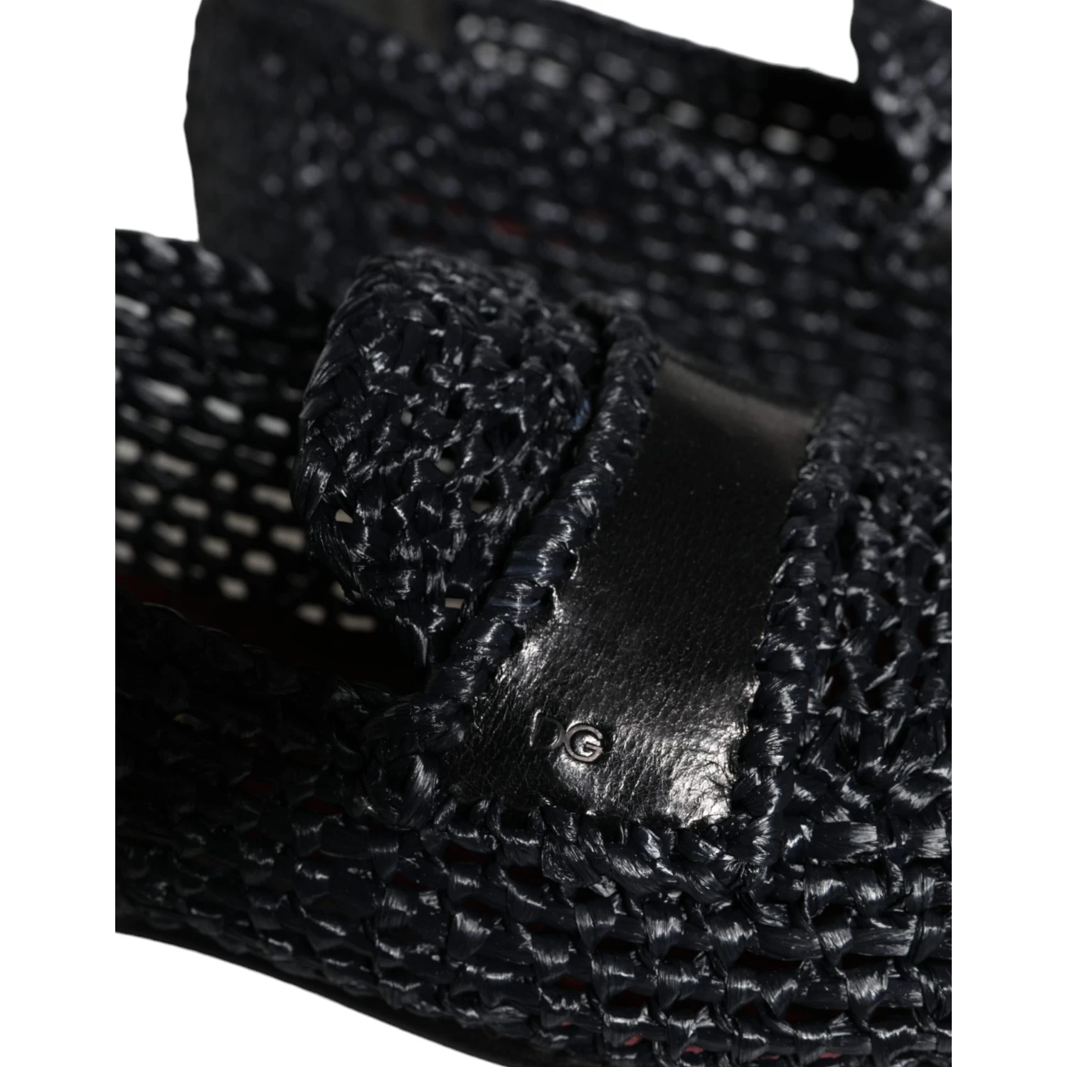 Black Woven Raffia Slip On Loafers Men Shoes