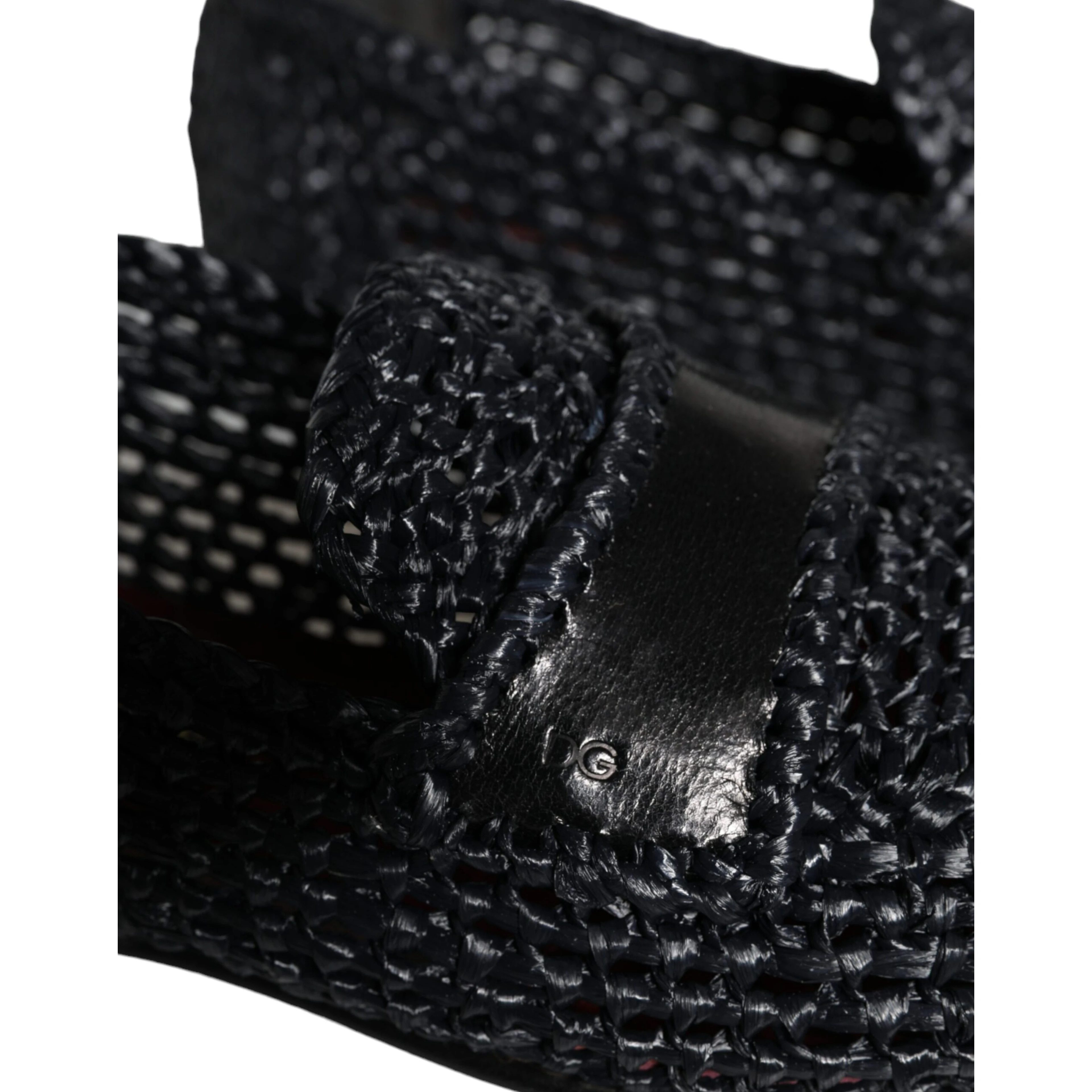 Black Woven Raffia Slip On Loafers Men Shoes