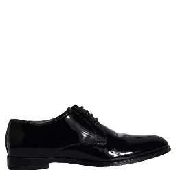 Black Calfskin Leather Derby Men Dress Shoes