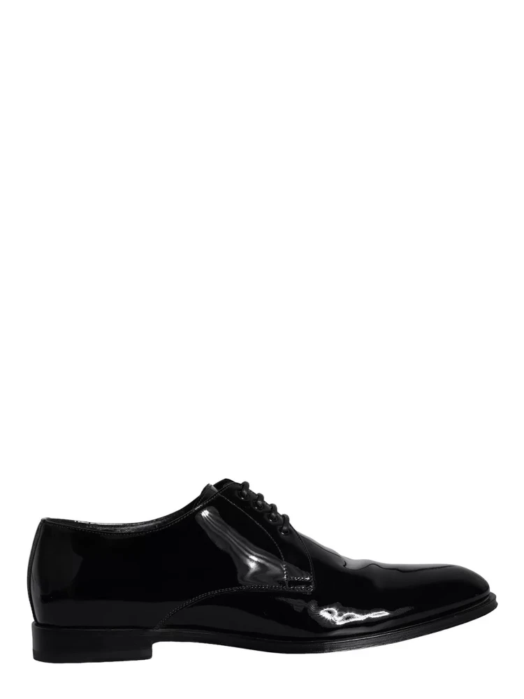 Black Calfskin Leather Derby Men Dress Shoes