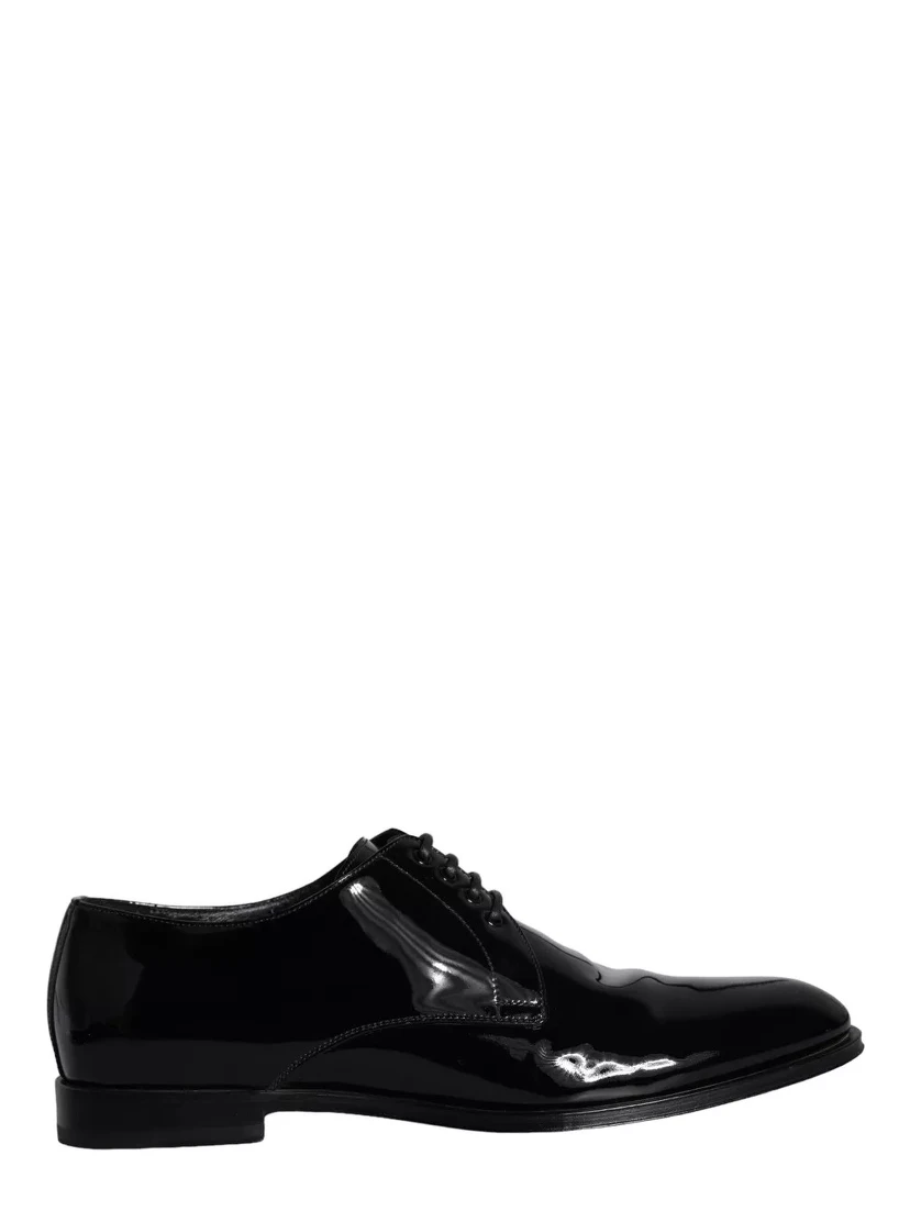 Black Calfskin Leather Derby Men Dress Shoes