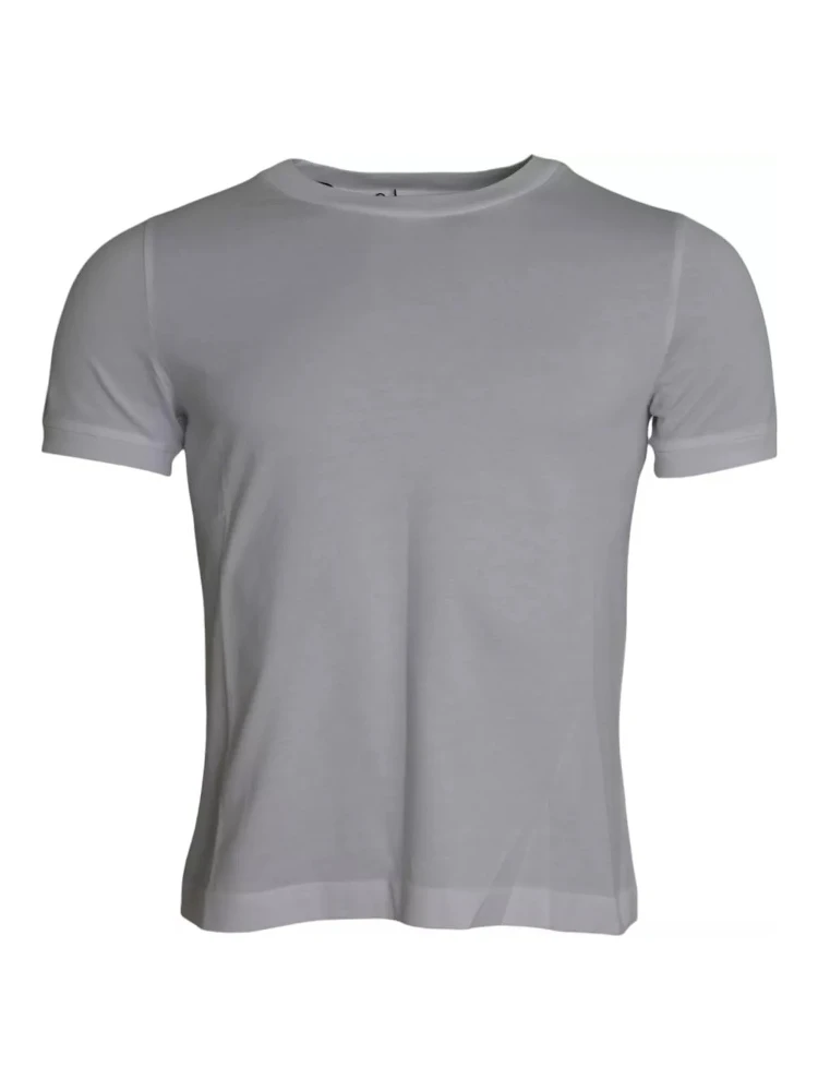 White Cotton Round Neck Short Sleeve T-shirt