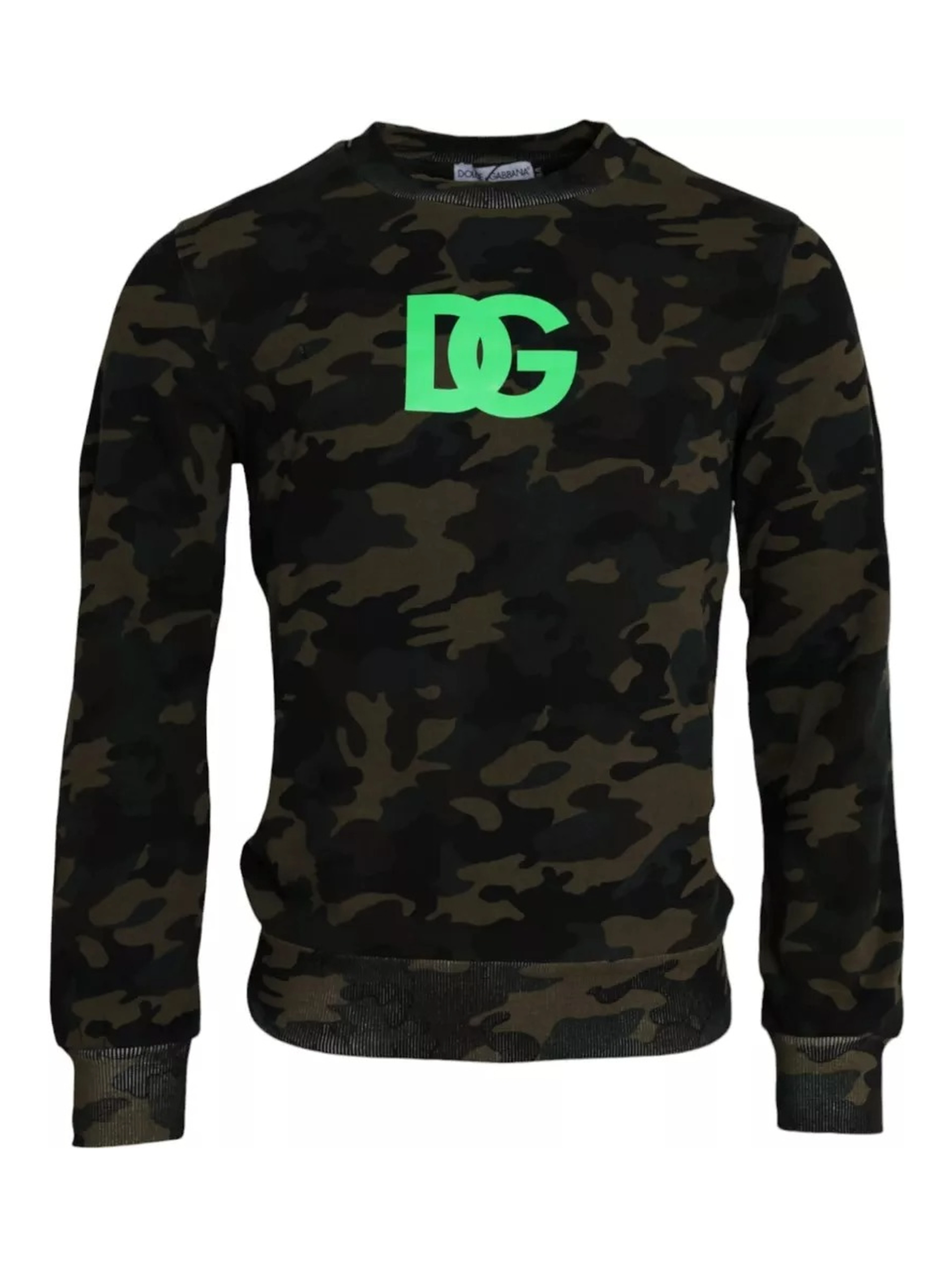 Black Camouflage Crew Neck Pullover Sweater