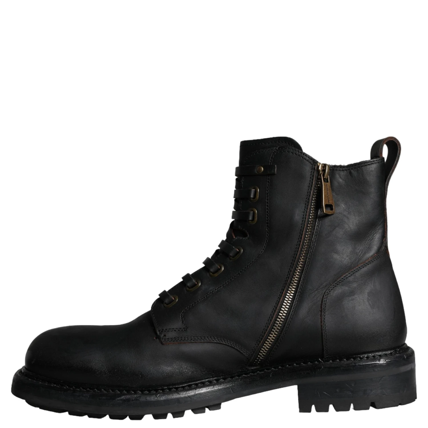 Black Lace Up Mid Calf Boots Men Shoes