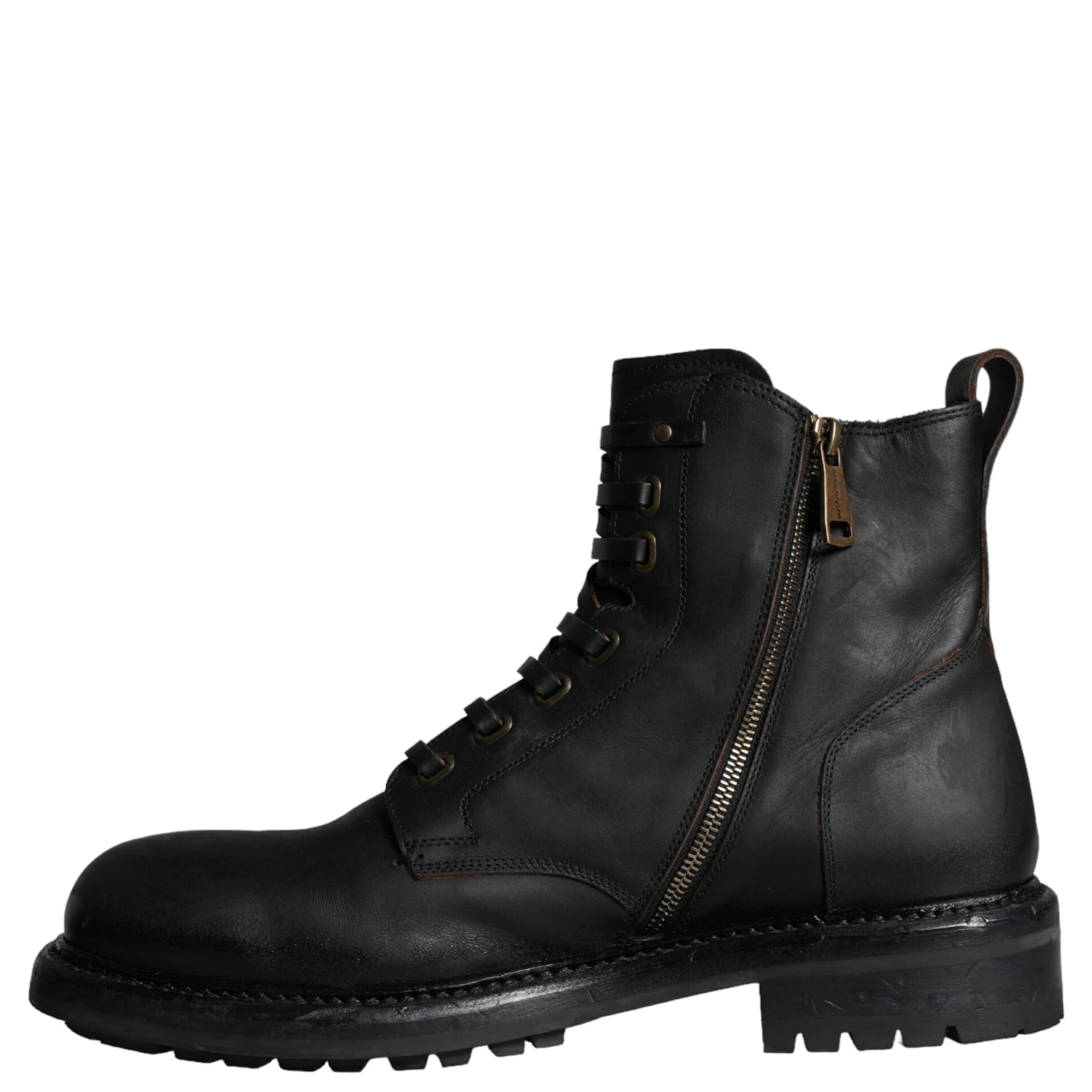 Black Lace Up Mid Calf Boots Men Shoes
