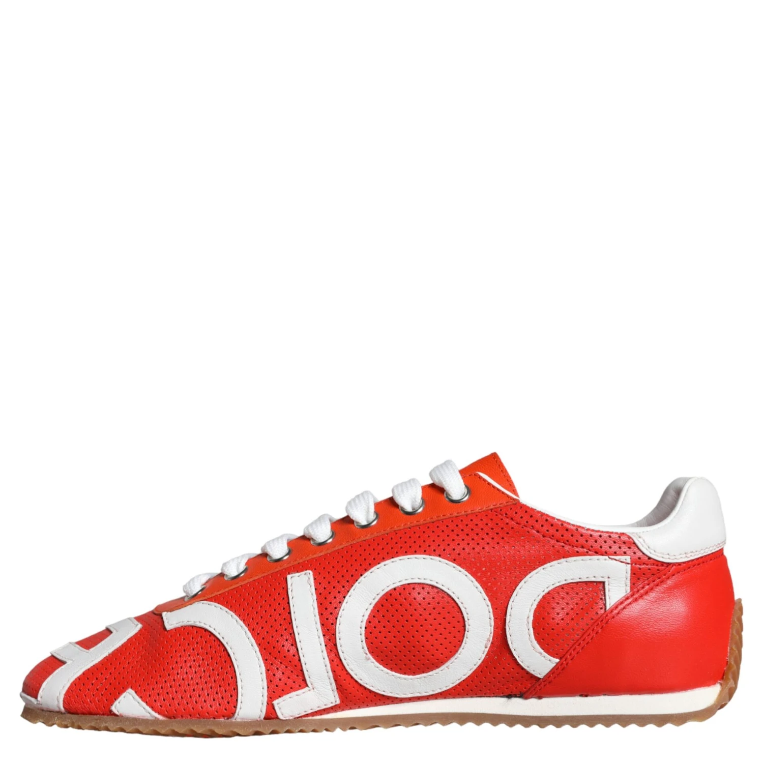 Red White Leather Logo Casual Sneakers Shoes