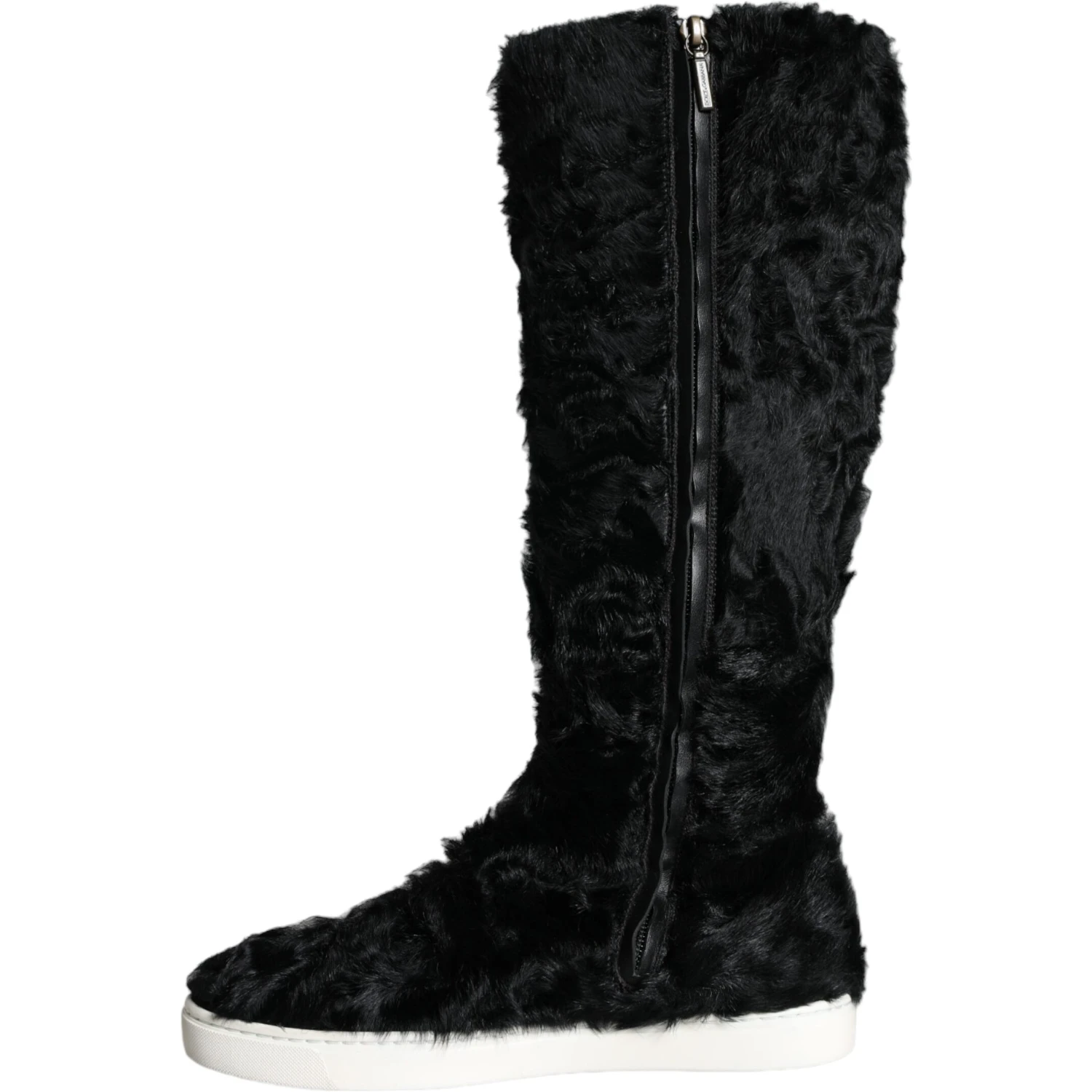 Black Xiangao Lamb Fur Leather Boots Shoes